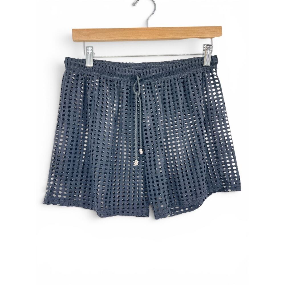 Unbranded Swim Coverup Open Knit Shorts with‎ Skull Pull Women's S Black